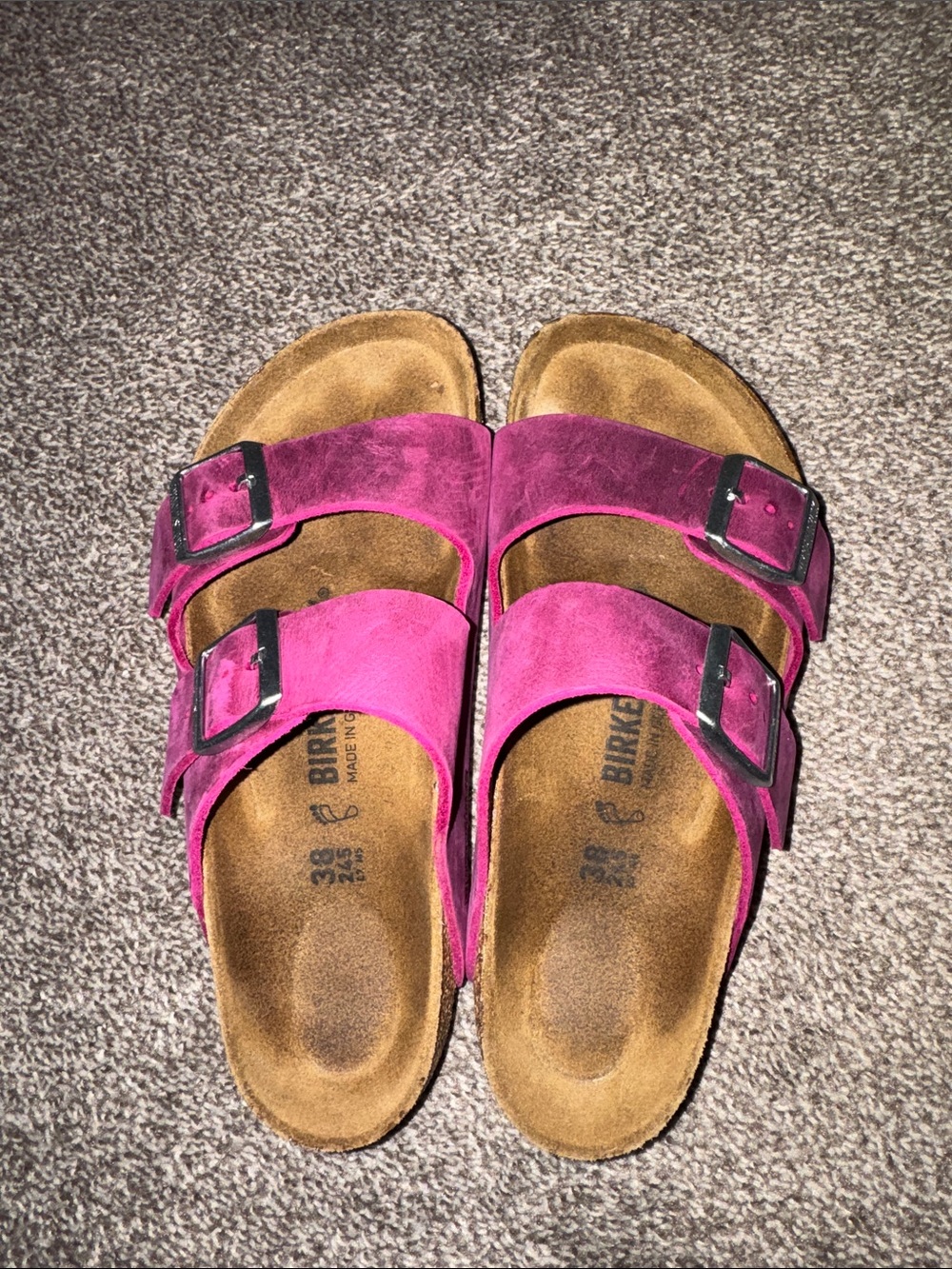 Birkenstock Women's Arizona Suede Double-Buckle Sandal - Fuchsia Pink
